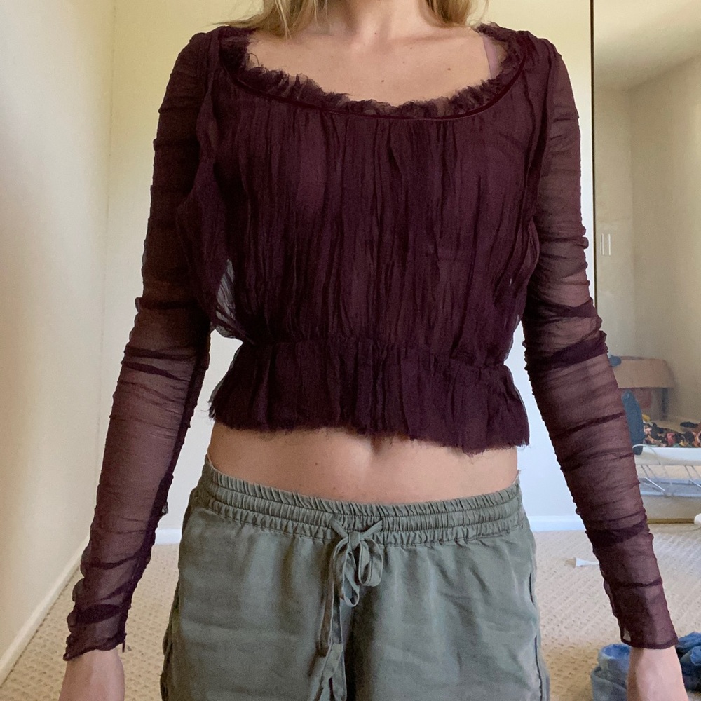 designer Alexander McQueen plum blouse top